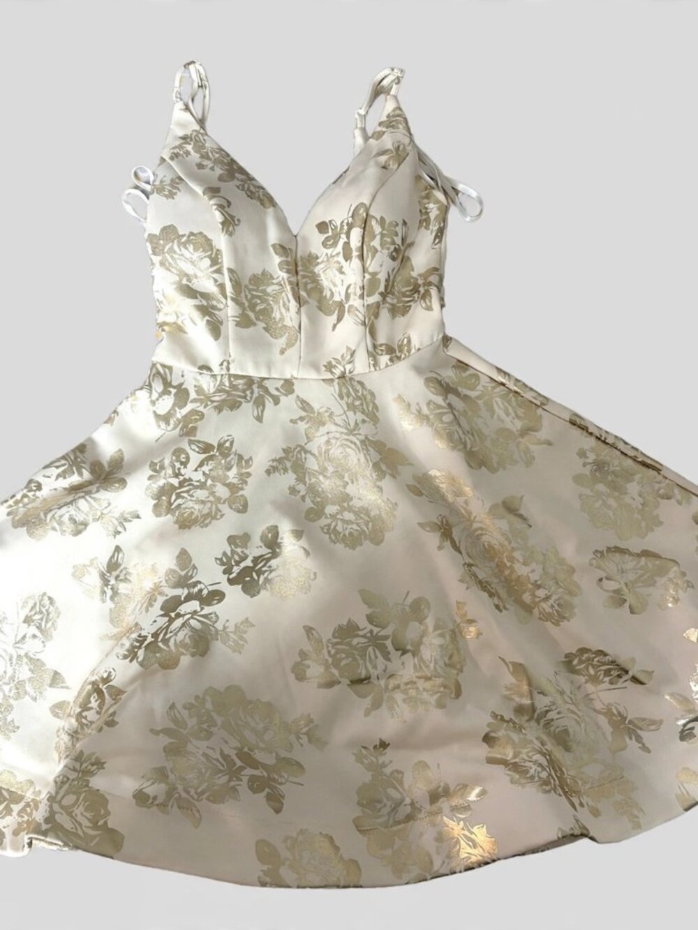 B. Darlin Gold Floral Formal Gown Junior 1/2 XS New